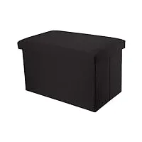 intirilife pouf pliable 78x38x38 cm en noir diamant – boîte de rangement décorative en tissu aspect lin pour gagner de l'espace – tabouret coffre siège