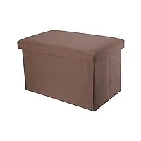 intirilife pouf pliable 49x30x30 cm en marron ambre – boîte de rangement décorative en tissu aspect lin pour gagner de l'espace – tabouret coffre siège