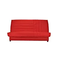 beija banquette clic-clac 3 places avec matelas bultex - tissu 100% coton rouge - style contemporain - l 192 x p 95 cm
