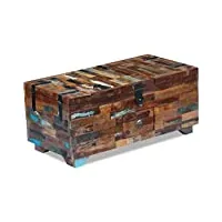 vidaxl coffre table basse table auxiliaire bois de récupération massif