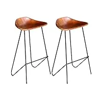 vidaxl 2x chaise de bar cuir véritable marron siège de bar tabouret haut