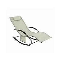 sobuy ogs28-mi fauteuil à bascule chaise longue transat de jardin avec repose-pieds, bain de soleil rocking chair - crème visiter la boutique