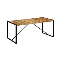 vidaxl table de salle à manger table à dîner table de repas meuble de salle à manger cuisine maison intérieur 180 cm bois de manguier brut