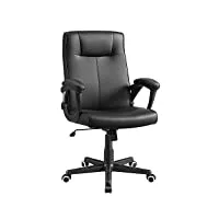 songmics fauteuil de bureau, revêtement en pu résistant à l’usure, hauteur réglable, pivotant, ergonomique, noir, obg32b