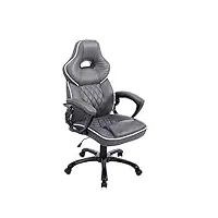 fauteuil de bureau réglable en hauteur big xxx similicuir i chaise ergonomique de bureau pivotante avec accoudoir, couleur:gris