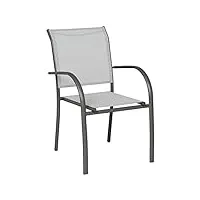 jja hes-139831 fauteuil de jardin empilable, galet/graphite, 56cm x 65cm x 88cm, aluminium traité époxy, taille unique