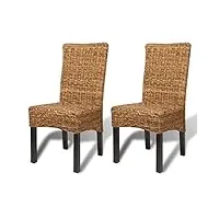 vidaxl 2x chaise salle à manger abaca marron chaise de cuisine chaise à manger