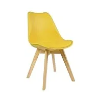 woltu 1 x chaise salle à manger chaise de cuisine en similicuir + plastique + bois,jaune bh29gb-1