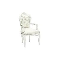 maxioccasioni fauteuil style baroque blanc simili cuir chaise avec accoudoirs louis xv cuir blanc