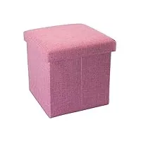 intirilife pouf pliable 30x30x30 cm en rosa cerisier – boîte de rangement décorative en tissu aspect lin pour gagner de l'espace – tabouret coffre siège