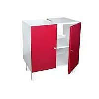 berlioz creations msl rouge meuble sous lavabo, 60 x 65 x 42 cm, 2 portes et découpe pour siphon, fabrication 100% française