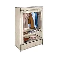 tectake armoire de rangement en tissu textile pliable avec 3 tiroirs et tringle à vêtements - diverses couleurs au choix - (beige | no. 402533)