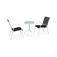 vidaxl ensemble de bistro 3 pcs salon de jardin table et chaises de salle à manger mobilier de jardin mobilier à dîner de patio extérieur acier noir