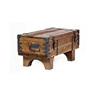 table basse design avec rangement pour le salon, style ancien de voyage, coffre à vapeur en pin massif