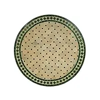 casa-moro table de jardin méditerranéenne | mosaïque marocaine rhombe vert” | diamètre: 80 cm avec cadre en fer | fait à la main | table de balcon décorative, table à cocktail du jardin | mt2091