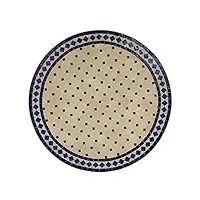 table de jardin méditerranéenne | mosaïque marocaine "rhombe bleu” | diamètre: 90 cm avec cadre en fer | fait à la main | table de balcon décorative, table à cocktail du jardin | mt2108
