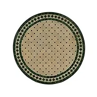 table de jardin méditerranéenne | mosaïque marocaine "rhombe vert” | diamètre: 100 cm avec cadre en fer | fait à la main | table de balcon décorative, table à cocktail du jardin | mt2199