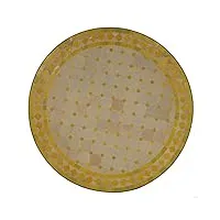 table de jardin méditerranéenne | mosaïque marocaine "rhombe jaune” | diamètre: 120 cm avec cadre en fer | fait à la main | table de balcon décorative, table à cocktail du jardin | mt21167