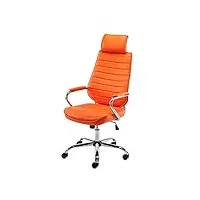 clp chaise de bureau rako avec appuie-tête et roulettes | chaise de bureau réglable en hauteur avec revêtement en cuir synthétique – couleur : orange