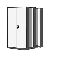 jan nowak set de 3 armoire de bureau métallique 4 étagères tôle d'acier revêtement en poudre 195 cm x 90 cm x 40 cm (anthracite-blanc)