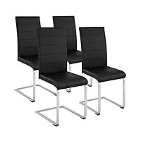 tectake lot de 4 chaise de salle à manger chaise cantilever | diverses couleurs et modèles au choix - (4x noir | no. 402553)