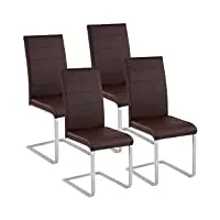 tectake lot de 4 chaise de salle à manger chaise cantilever | diverses couleurs et modèles au choix - (4x marron | no. 402556)
