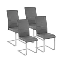 tectake lot de 4 chaise de salle à manger chaise cantilever | diverses couleurs et modèles au choix - (4x gris | no. 402555)