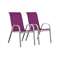 habitat et jardin - lot de 2 fauteuils de jardin en textilène et acier rose violet - cordoba|phoenix - chaises de jardin avec accoudoirs - chaises de maison solides et légères