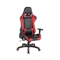 fauteuil de bureau racing gamer miracle v2 similicuir - chaise de bureau ergonomique hauteur réglable et pivotante, couleur:noir/rouge