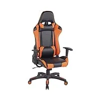 fauteuil de bureau racing gamer miracle v2 similicuir - chaise de bureau ergonomique hauteur réglable et pivotante, couleur:noir/orange