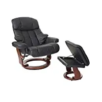 robas lund calgary xxl fauteuil de relaxation, cuir, noir/noyer, 92 x 97 x 110 cm