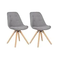 woltu bh54gr-2 chaise de salle à manger lot de 2 siège en lin pied en bois massif,chaise de cuisine chaise de salon gris