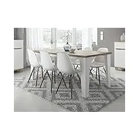 tendencio table salle à manger style scandinave lier 160 cm - blanc et pieds bois