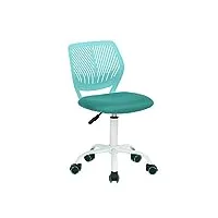 homy casa chaise de bureau chaise de bureau pivotante réglable siège en tissu chaise de bureau ergonomique sans accoudoir turquoise
