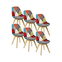 woltu® chaises de salle à manger lot de 6 chaise de cuisine en lin,bh29mf-6 multicolore