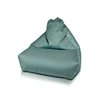 pouf beanbag pyramide chenilla velours plus l 75 x 75 x 70 cm turquoise