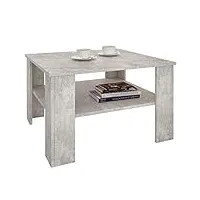 idimex table basse sejour, table de salon de forme carrée avec 1 étagère espace de rangement ouvert, en mélaminé décor béton
