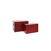 duo de coffres rouge meuble chinois - pekin - l 58 x l 38 x h 34 cm - neuf