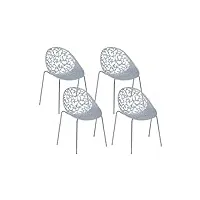 lot 4 chaises design en plastique gris sur pieds métalliques style ultra moderne pour salle à manger salon ou terrasse tendance beliani