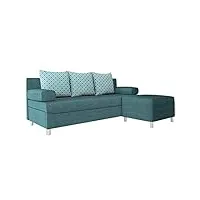 mirjan24 canapé-lit dover avec coffre de lit et fonction de couchage - choix de couleurs - pieds chromés - canapé-lit avec pouf rembourré - lux 30 + evo 30