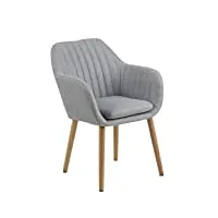ac design furniture wendy chaise de salle à manger avec accoudoirs, 1 pce, chaise de cuisine gris, chaise rembourrée avec revêtement en tissé et pieds en chêne, h: 83 x l: 57 x prof: 61 cm