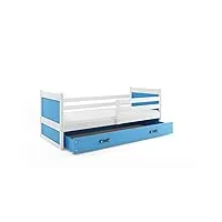 interbeds lit enfant rico 190x90 avec matelas sommier et tiroir en blanc (blanc+bleu)