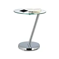 relaxdays table d’appoint ronde verre clair table café console table basse hxlxp: 52 x 45 x 45 cm, argenté