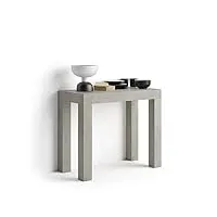 mobili fiver, table console extensible first, béton, 90 x 45 x 75 cm, mélaminé/aluminium, made in italy