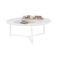 finebuy table basse ø 80 cm rond pour salon | mat laqué | couleur blanc | design moderne