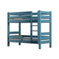 wnm group 2en1 lit superposé ou 2 lits simples pour enfants - lit mezzanine 2 places - lit pour chambre enfant - 80x160 cm - bleu