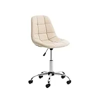clp chaise de bureau emil similicuir i siège matelassé i pivotante i support métal chromé à 5 roulettes i assise rembourrée hauteur réglable, couleur:crème