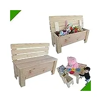 banc pour enfant en bois de pin massif - coffre multi-usages - meuble en bois non traité - coffre à jouets - coffre à jouets