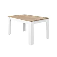 loungitude - table à manger extensible l140/190 cm - blanc/chêne