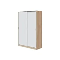 loungitude armoire penderie 2 portes coulissantes l120 x h200 cm blanc et chêne